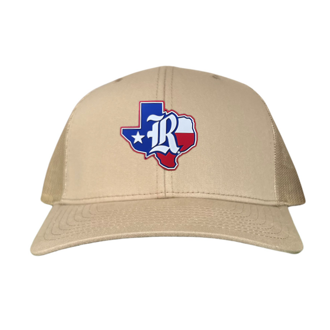 Rice University Old R State of Texas with Flag  Rubber Patch / Hats / 251 / Rice056 / MM