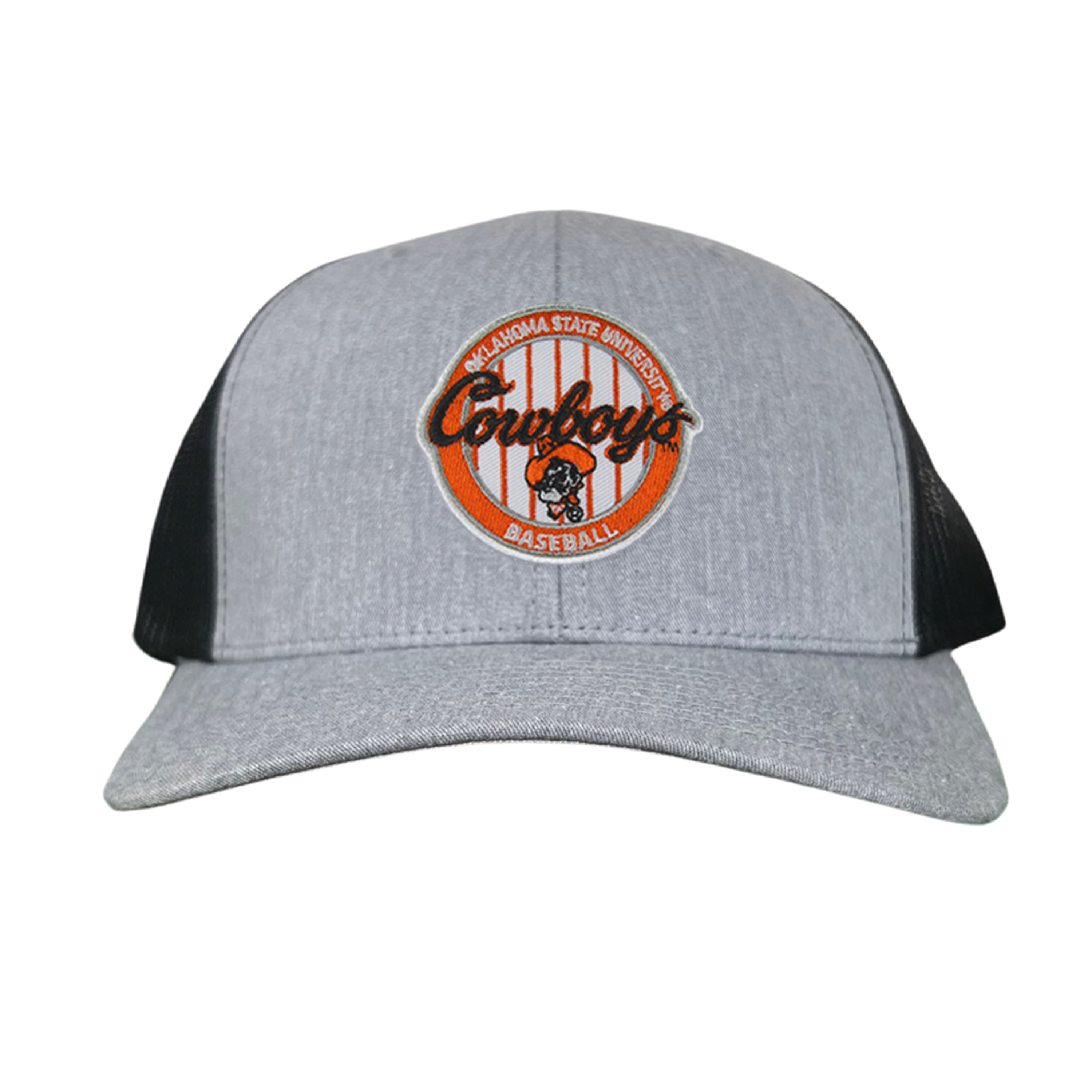 Oklahoma State Cowboys Pinstripe Circle Hats 218 OKState009 mg Khaki Flat Bill Canvas Snapback