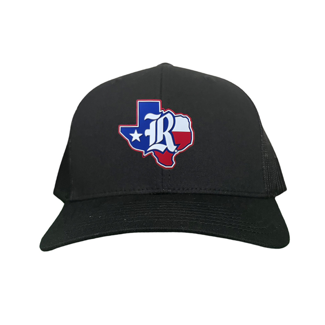 Rice University Old R State of Texas with Flag  Rubber Patch / Hats / 251 / Rice056 / MM