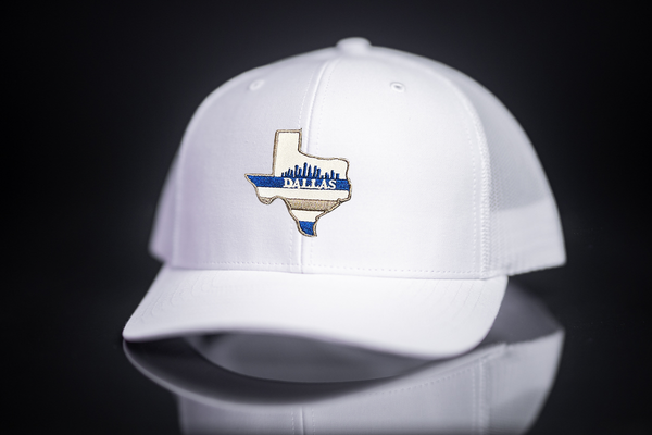 City Series / Dallas / Hats / 065 / mm White Curved Bill Mesh Snapback